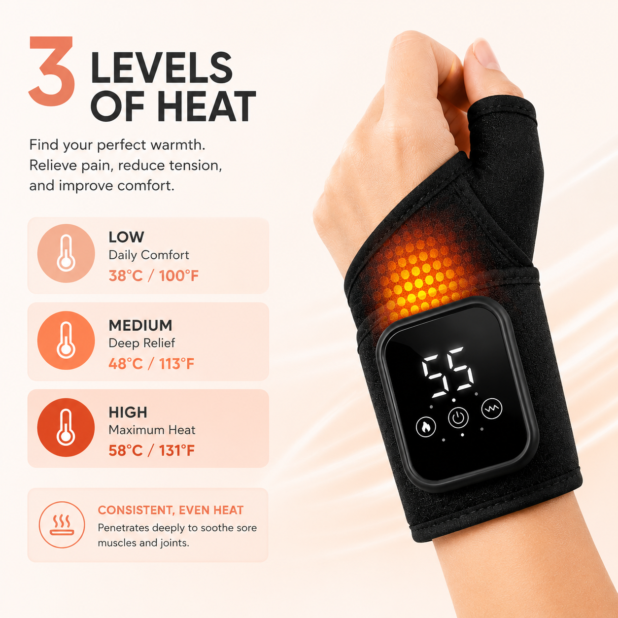 Heated Vibration Wrist Massager