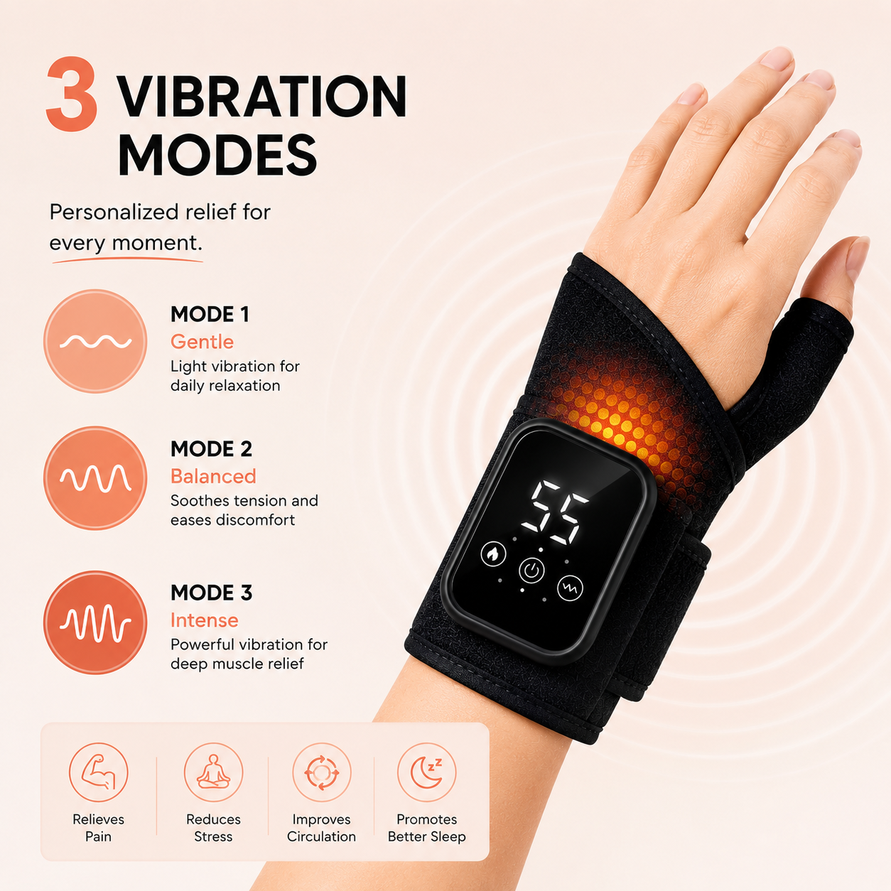 Heated Vibration Wrist Massager