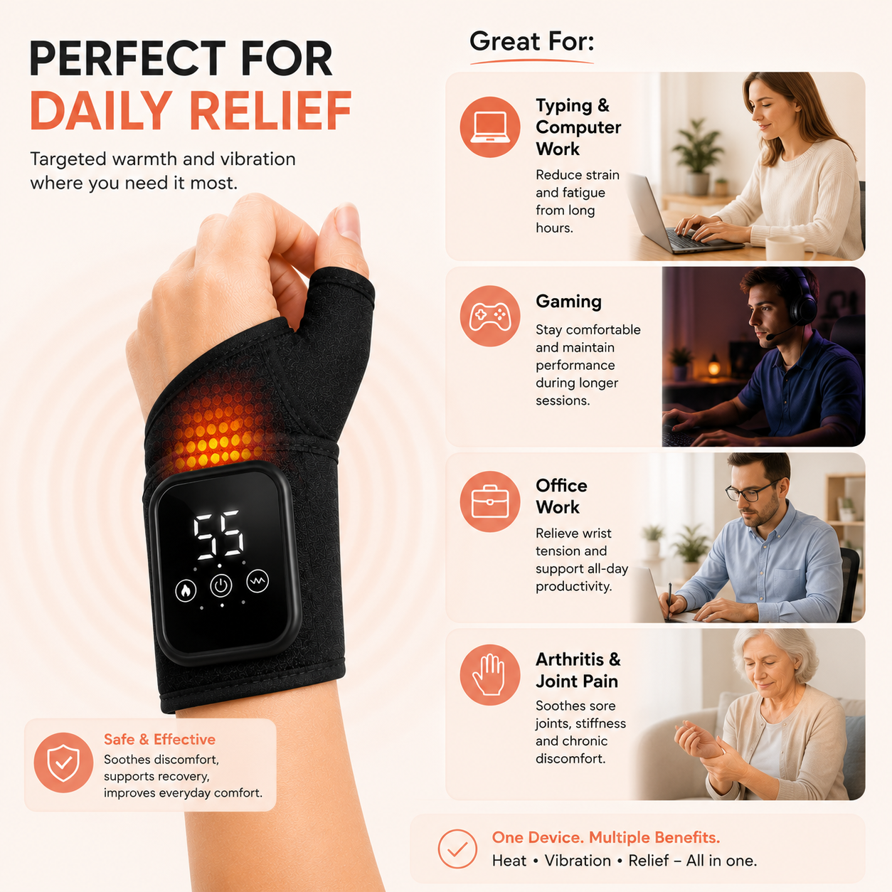 Heated Vibration Wrist Massager