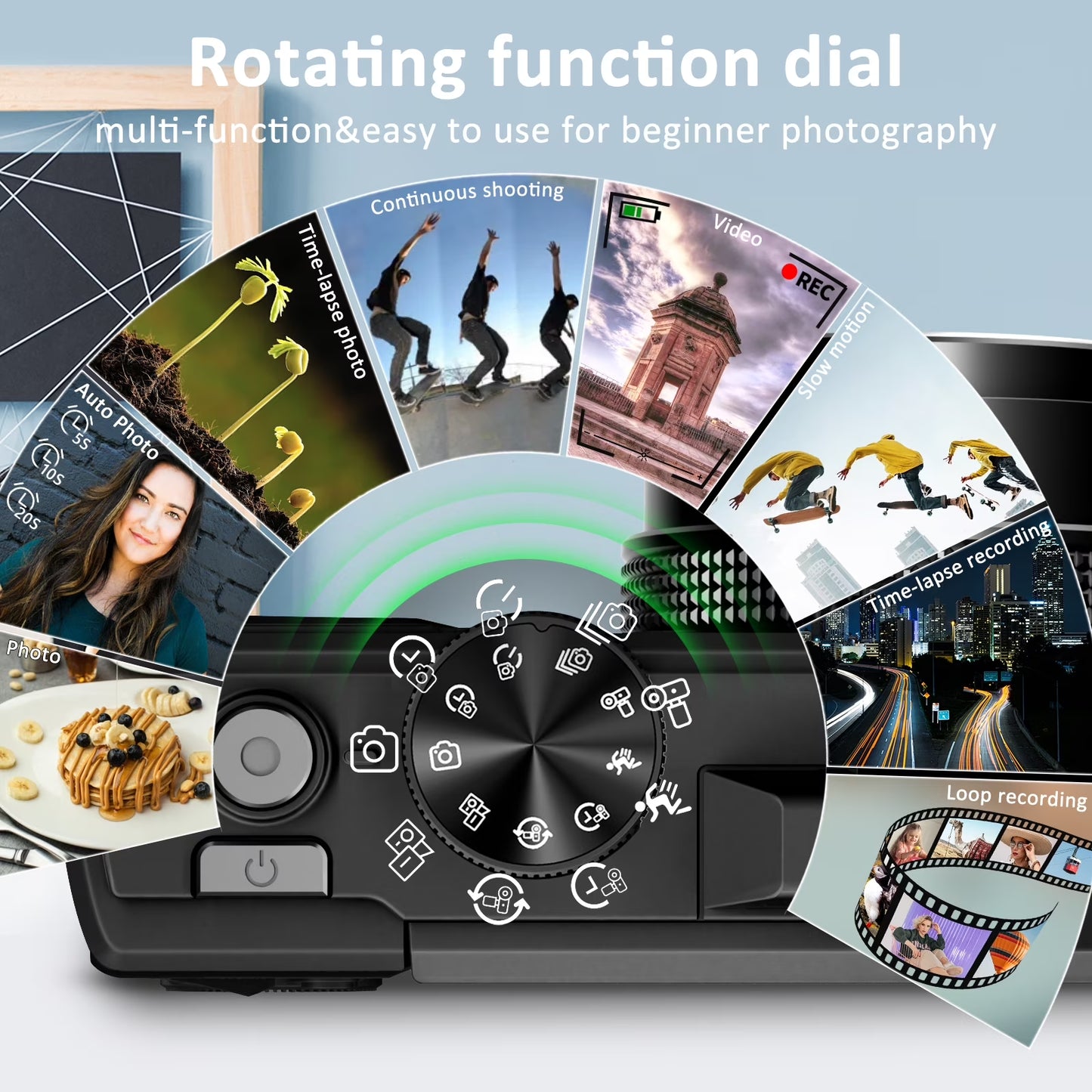 Digital Camera 4K 64MP Vlogging Camera for Youtube 3''180°Flip Screen 18X Zoom Autofocus 32GB SD Card Video Cameras for Beginners