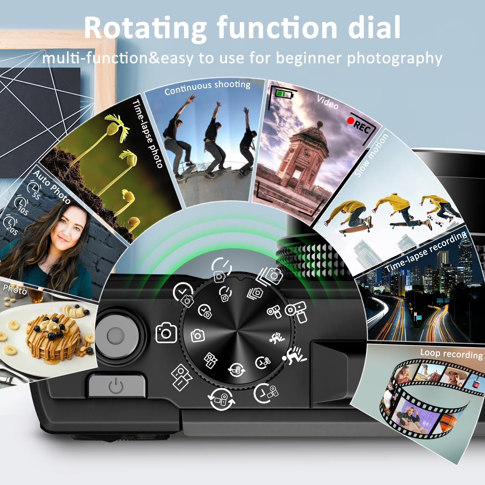Digital Camera 4K 64MP Vlogging Camera for Youtube 3''180°Flip Screen 18X Zoom Autofocus 32GB SD Card Video Cameras for Beginners